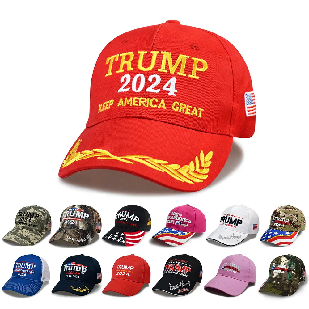 Baseball Cap For Trump 2024 Embroidery Cap USA Flag Baseball Caps Keep America Great 3D Letter Embroidery Snapback President Hat