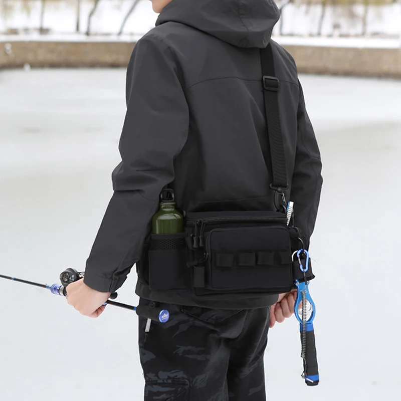 Bolsas de aparejos de pesca, riñonera de cintura, caja de línea de Señuelos de Pesca, accesorios de almacenamiento de utilidad, bolso cruzado de hombro para acampar al aire libre