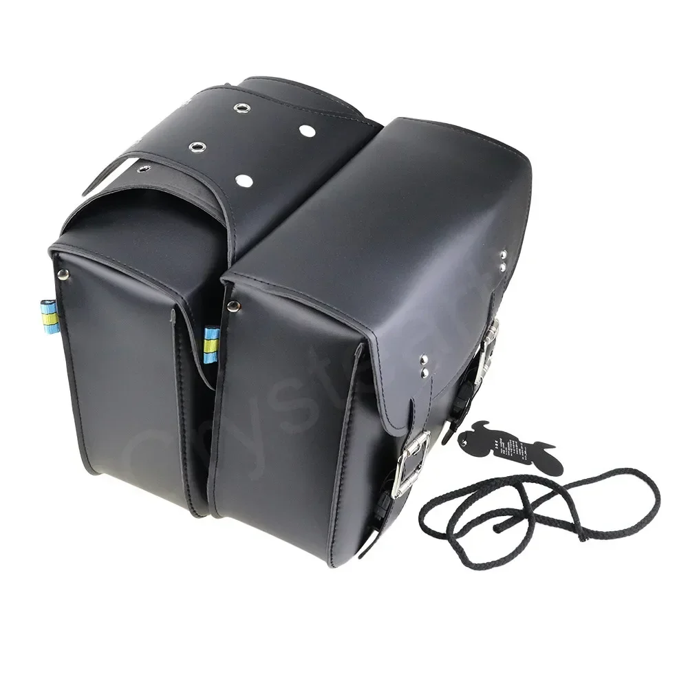 Motorcycle Saddlebags PU Leather Side Tool Pouch Gloves Luggage Saddle Bags Vintage Black Universal For Harley Sportster Touring