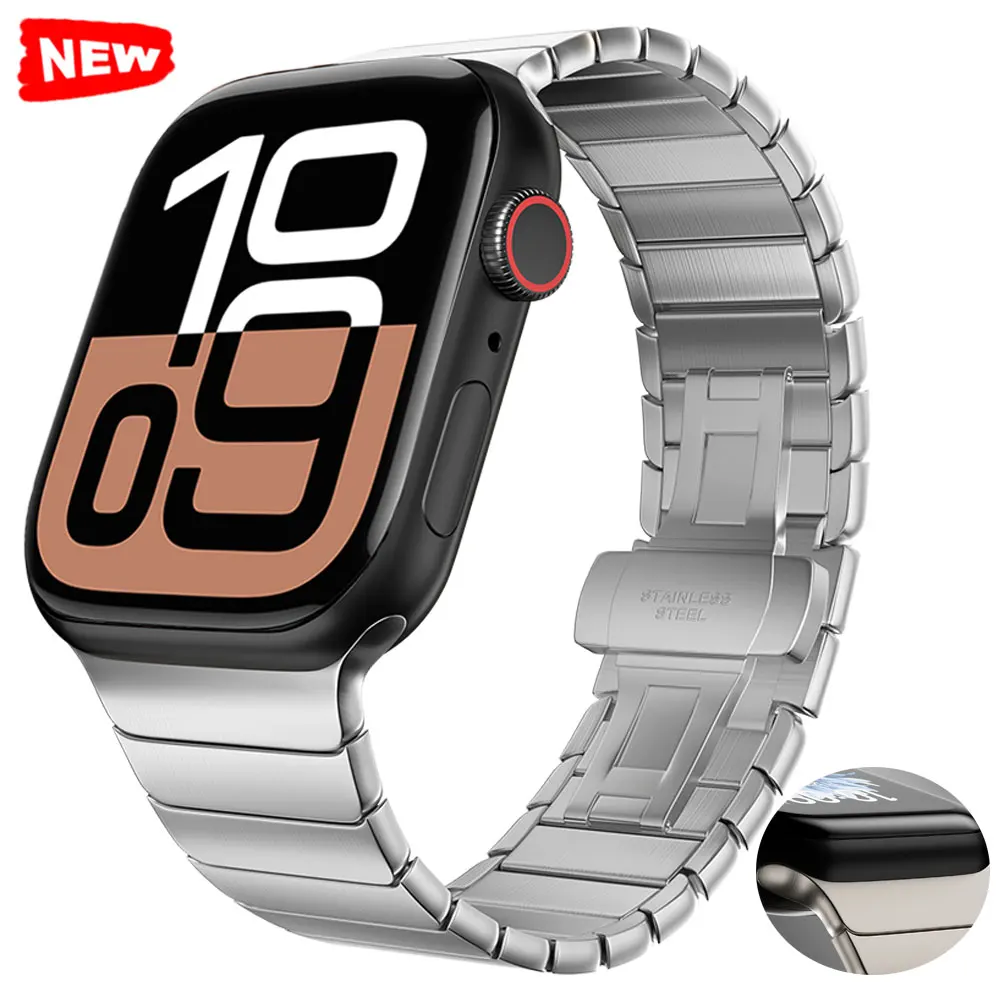 

Титановый металлический ремешок для Apple Watch Series 10, 46 мм, деловой браслет для Iwatch Ultra 49 мм Se3 2 1 42 мм, 44/45 мм, браслет