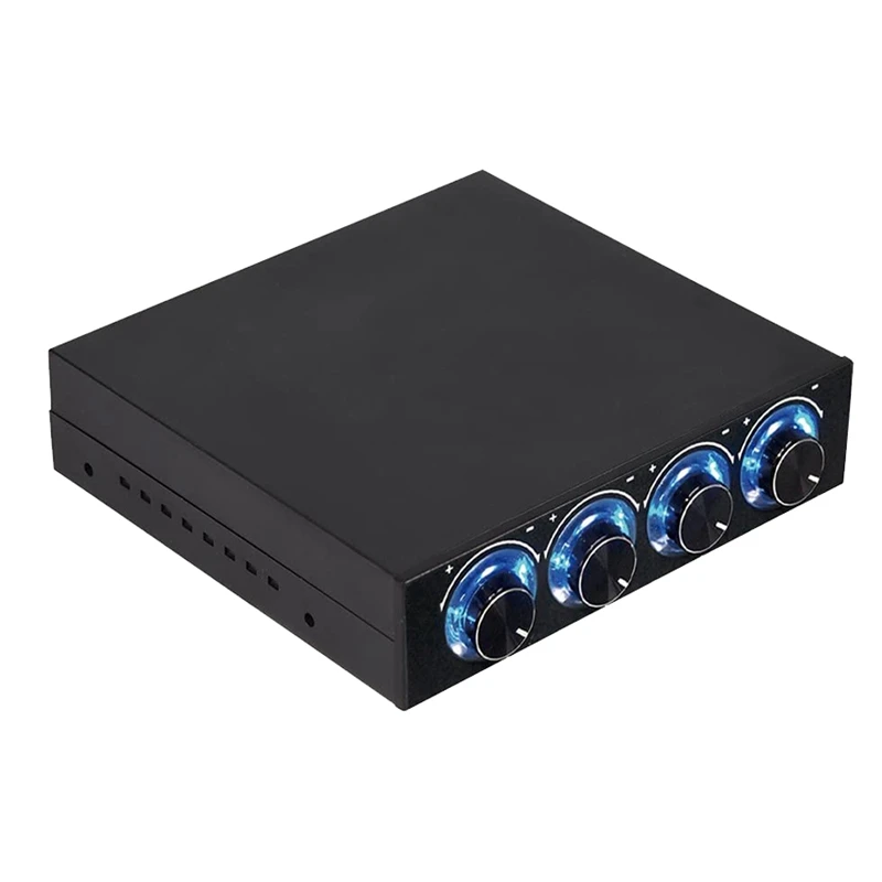 Computer Fan Controller, 4 Channel Computer Fan Speed & Temperature Controller Heat Reducing For PC With Blue LED