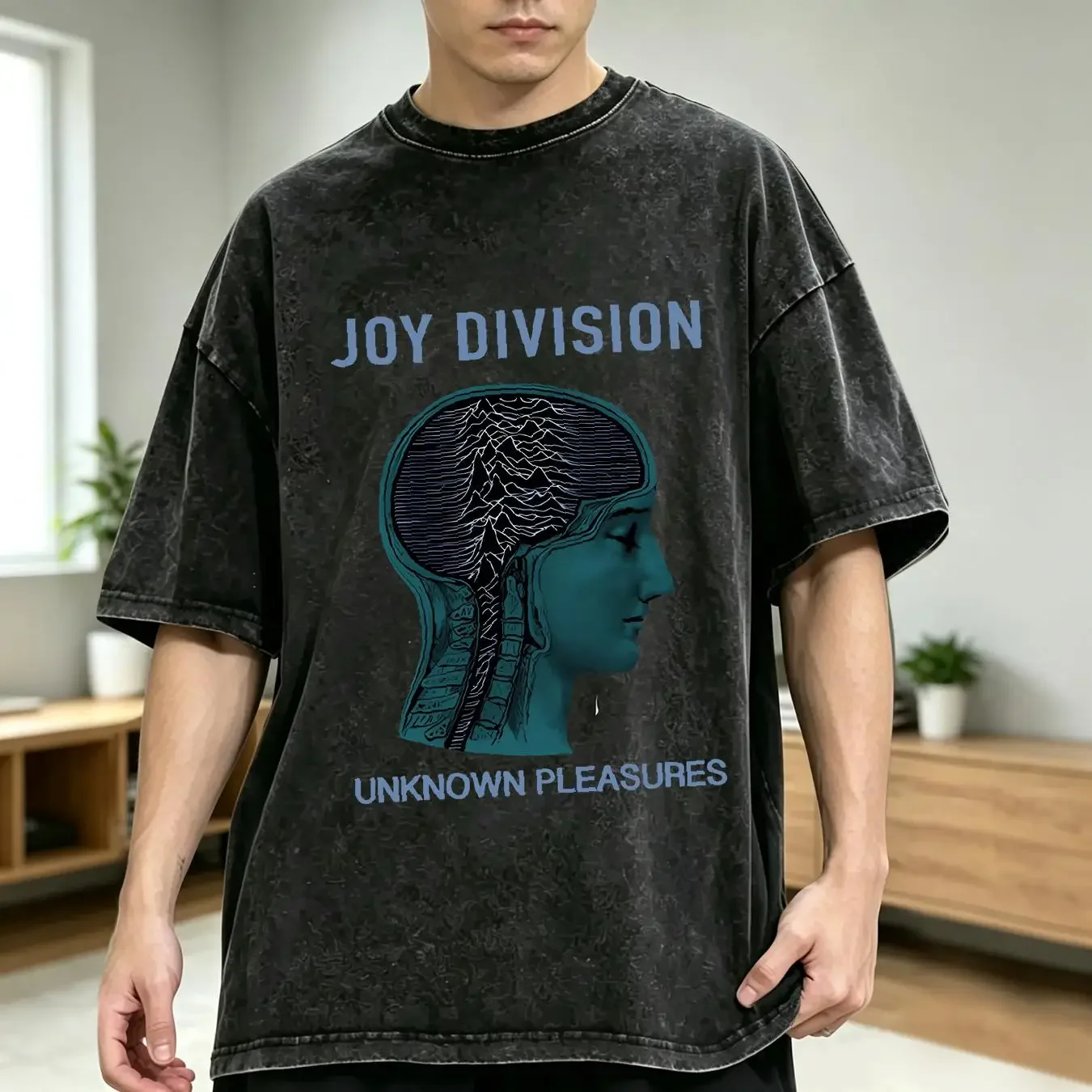washed T Shirt Joy Division Unknown Pleasures Ian Curtis Colston Hall 1979 S 5XL vintage Washed Versatile Unisex Breathable
