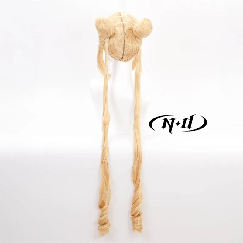 ND Usagi Tsukino تأثيري الباروكات بحار القمر أنيمي تأثيري طويل شقراء خصلات الشعر المستعار ل كوميك كون Coser مقاومة للحرارة الاصطناعية