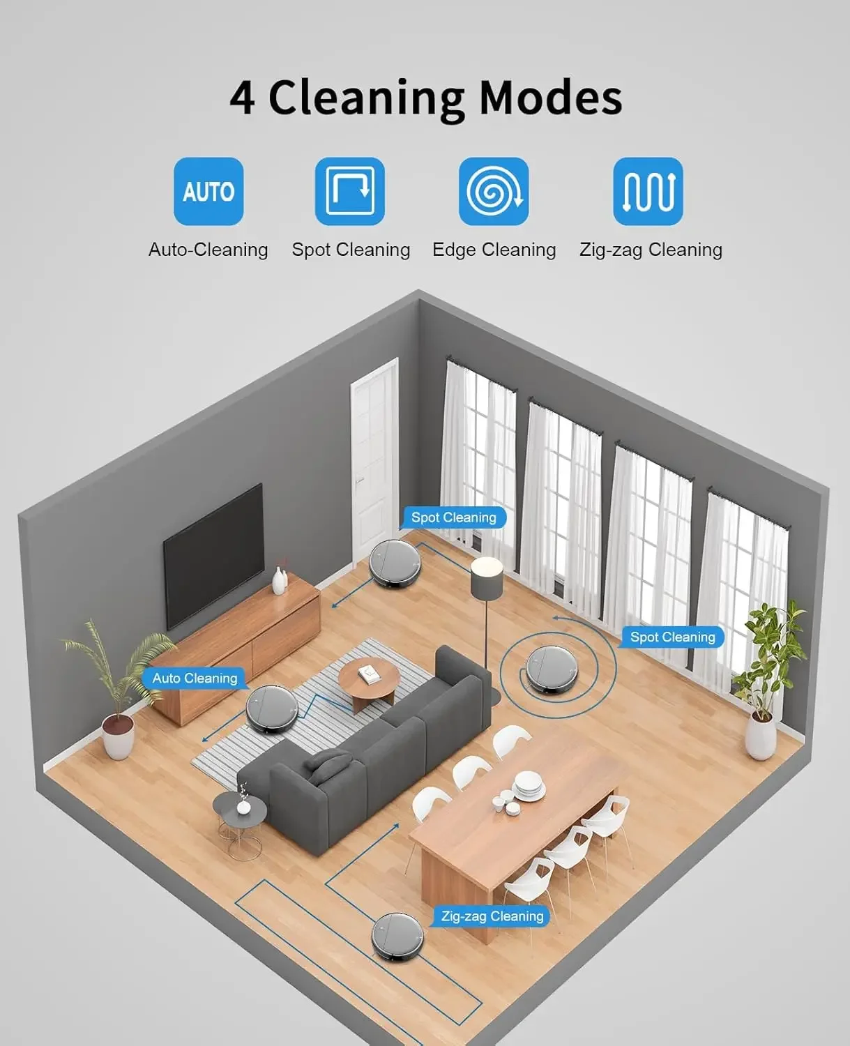 Vacuum and Mop Combo, 2 in 1 Mopping Robot Vacuum Cleaner with Schedule, Wi-Fi/Voice/App, Strong Suction, Ease of Use, Self-Char