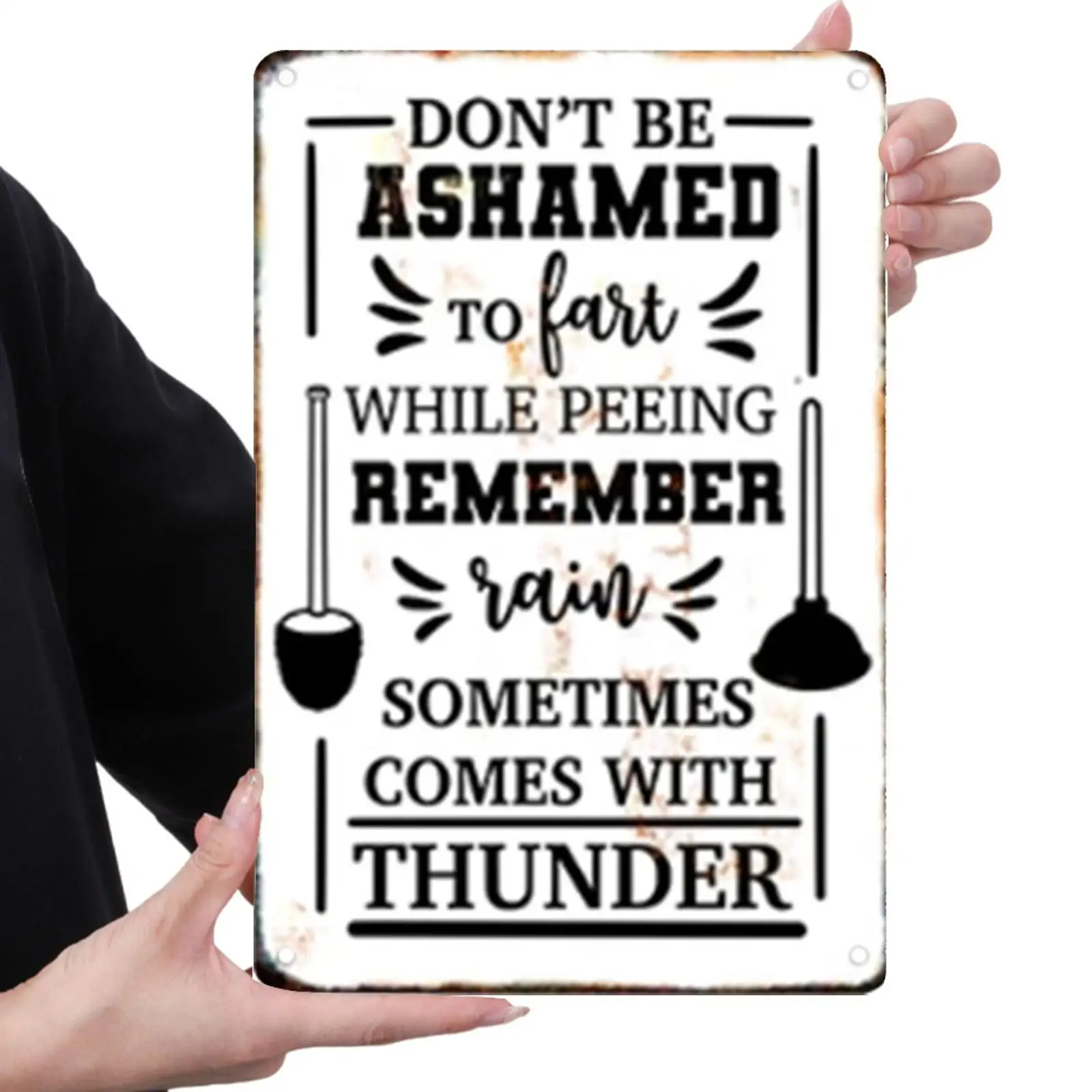 

6Pcs Metal Bathroom Rules Tin Sign Rectangular Iron Painting Wall Decor 20x30cm