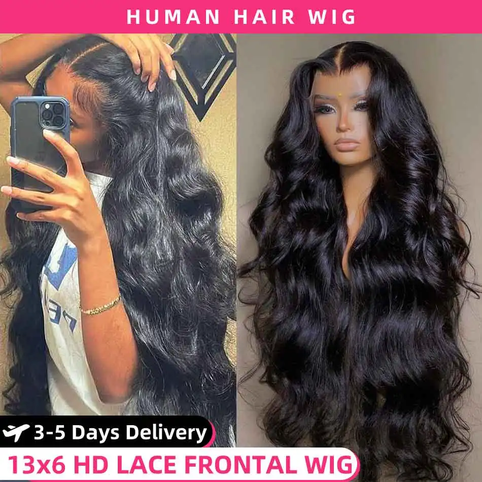 Body Wave 30 40 Inch 13x6 Lace Frontal Wig Human Hair Transparent Remy 180 Density 5x5 Lace Front Glueless Brazilian For Women