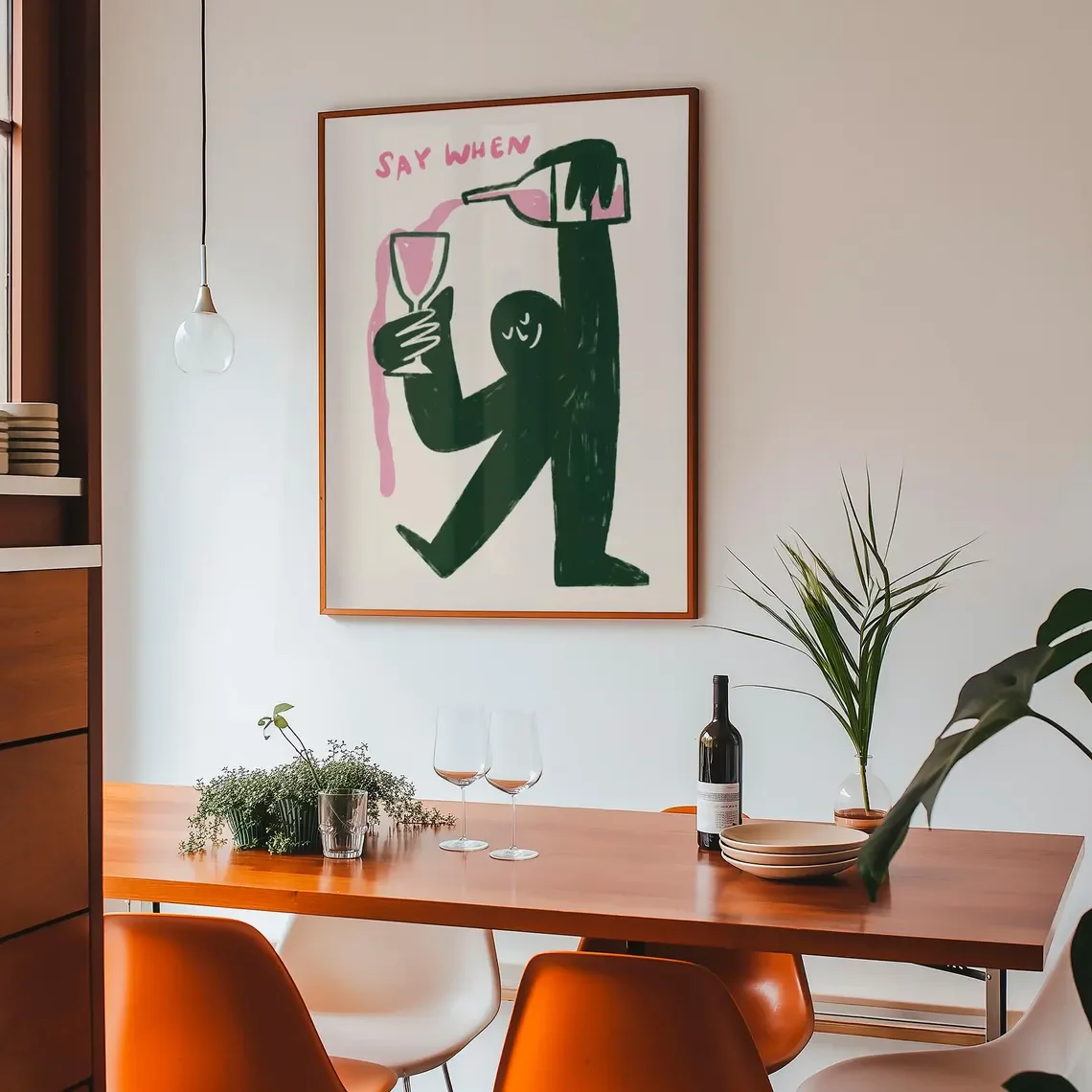 Cozy Wine Toast Abstract Art WALL ART PRINT DECOR – Whimsical "Say When" Typography & Figure, a Cheerful Addition to Brunch Nook image 4