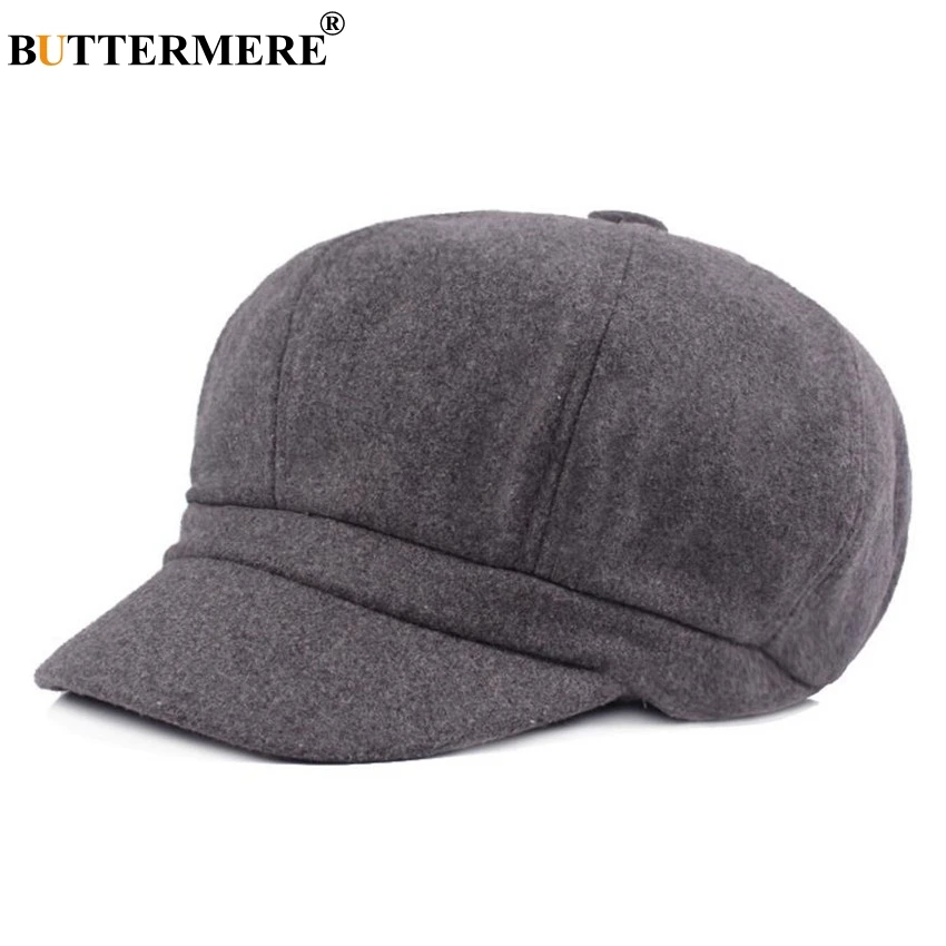 BUTTERMERE Women Beret Newsboy Cap Winter Spring Black Solid Octagonal Cap Vintage Casual Brand Eight Panel Baker Boy Hat