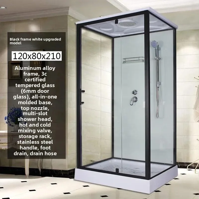 w28-Rectangle household integral shower room glass translation bathroom partition sliding door dry and wet separation  screen