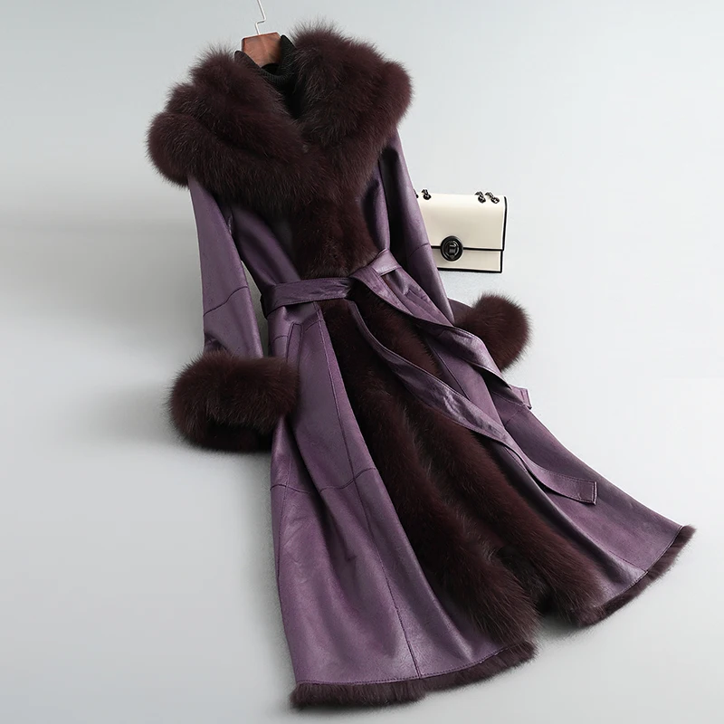 Giacca da donna in vera pelliccia di coniglio Lady Luxury Large Fox Fur Collar cappotto invernale Parka JT3444