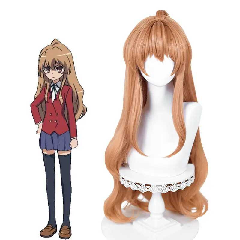 Toradora! Taiga Aisaka Cosplay Wigs 85cm Long Curly Orange Synthetic Hair