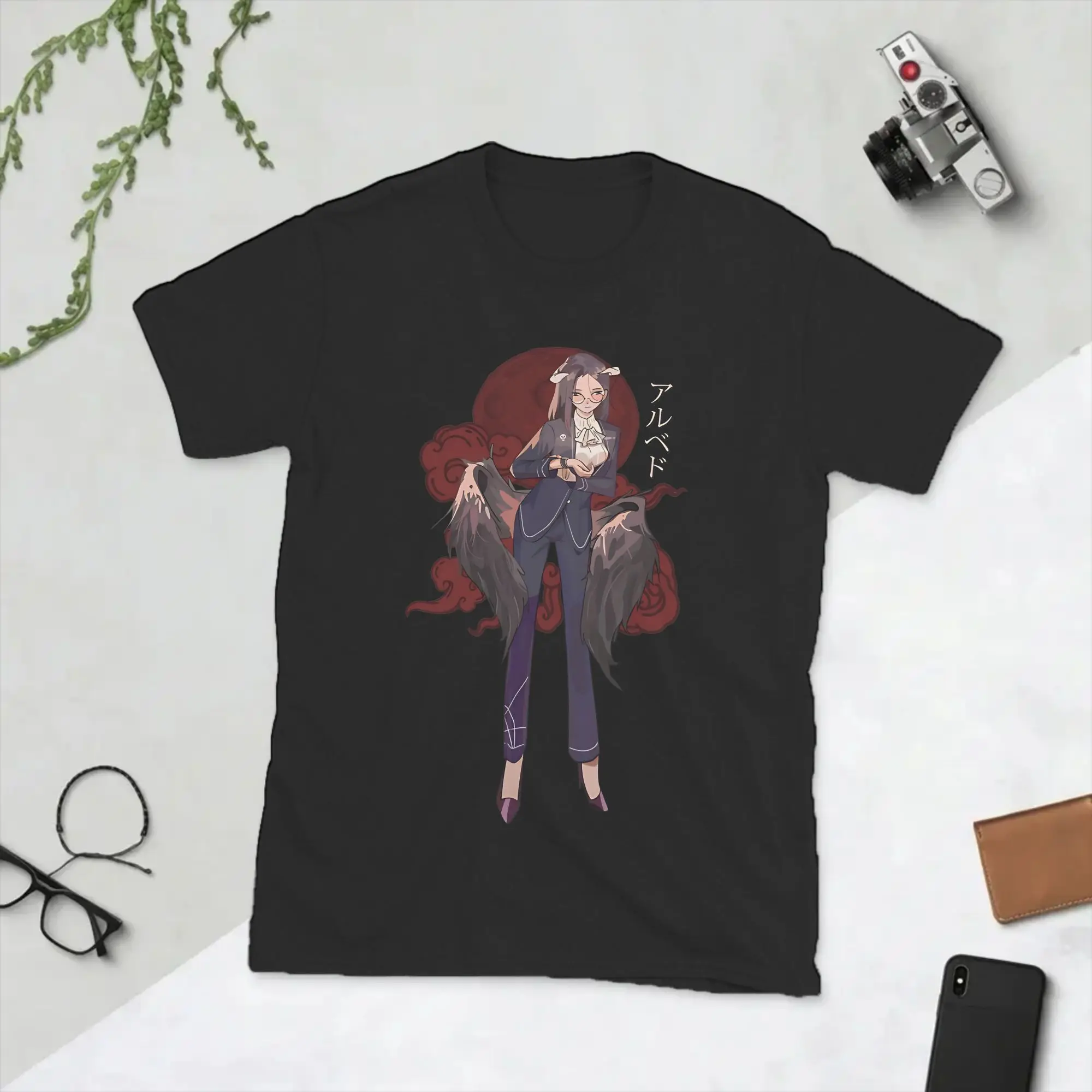Albedo Japanese Anime T-Shirt for Men  Funny Cotton Tee Shirt Crew Neck Short Sleeve T Shirt Plus Size Clothing