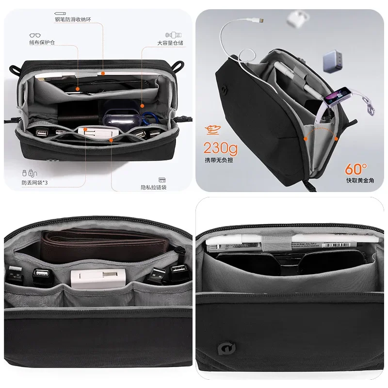 複数のコンパートメントを備えた軽量クロスボディバッグ 大容量の小さなスリングバッグ 男性用 カジュアルショルダーバッグ 必需品用