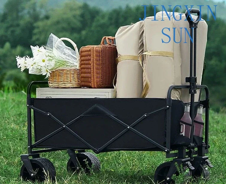 Foldable Outdoor Hand Pushing Camping Cart  Trailer Trolley Small Puller Camping Vehicle