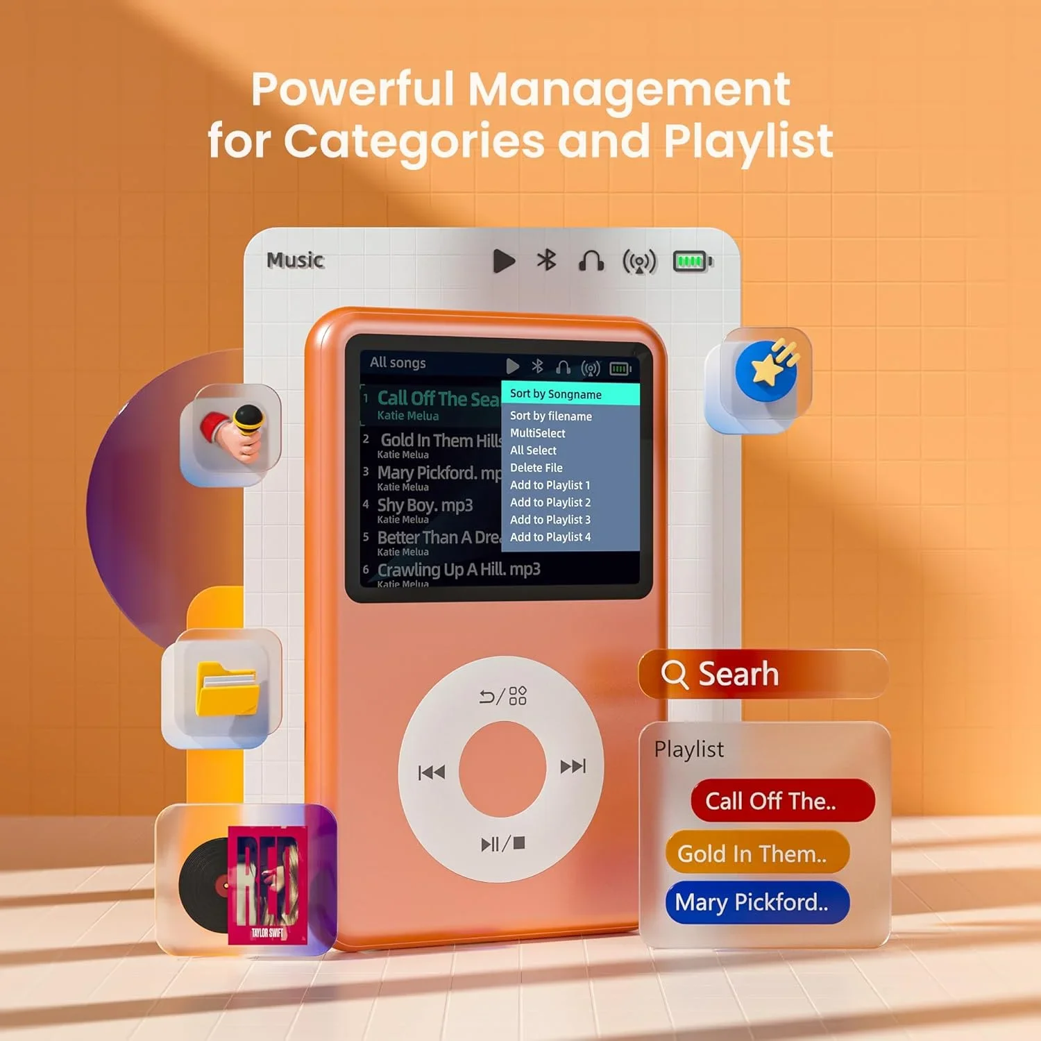 مشغل Mp3 سعة 128 جيجابايت من INNIOASIS مزود بتقنية البلوتوث، ومشغل موسيقى محمول مع فيديو وراديو ومشغل Hifi ومفاتيح آي بود التي تعمل باللمس