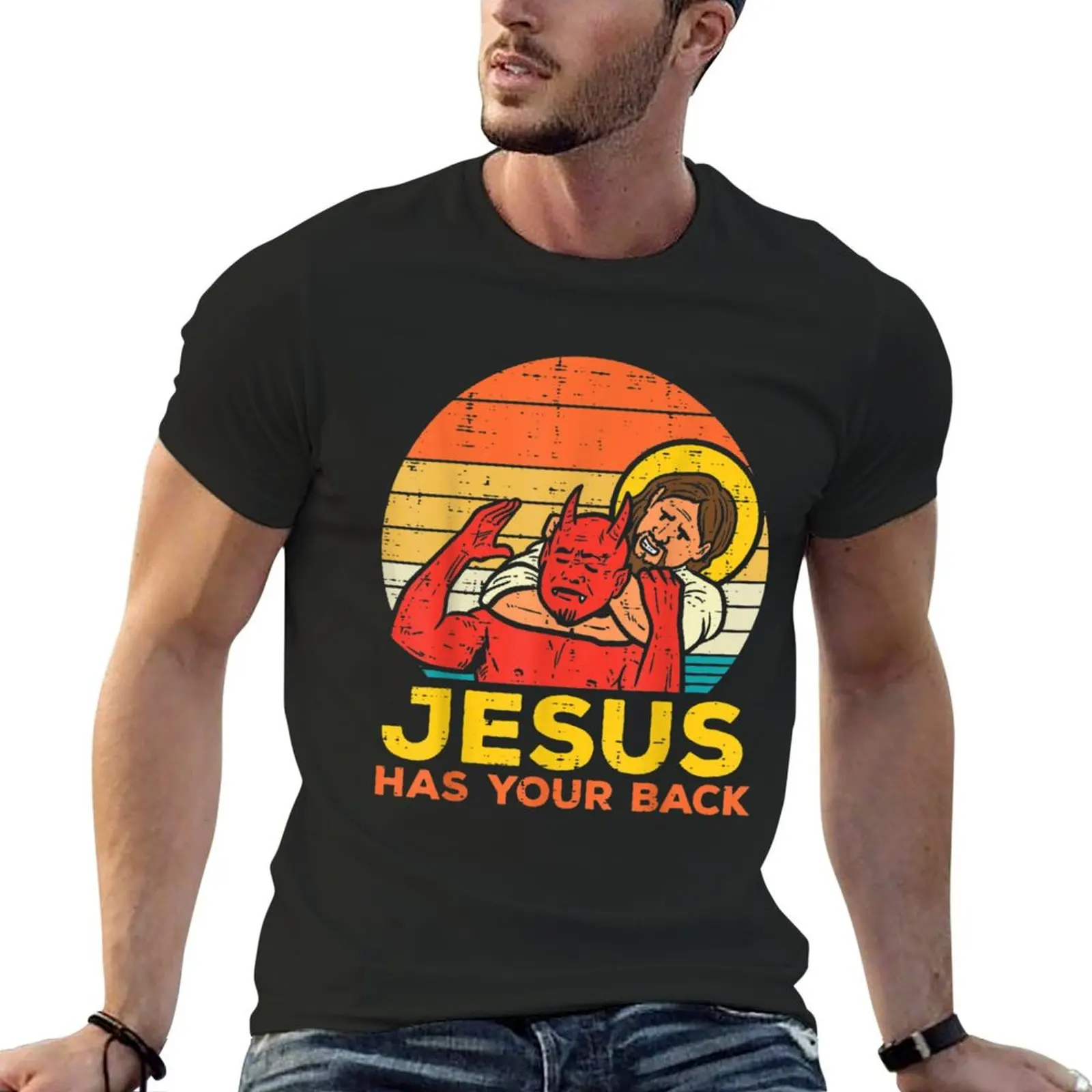 

Jesus Has Your Back Jiu Jitsu Retro Christian Men Women Kids, Sarcastic Jesus Gifts Funny Jesus Joke Humor Christian And T-Shirt