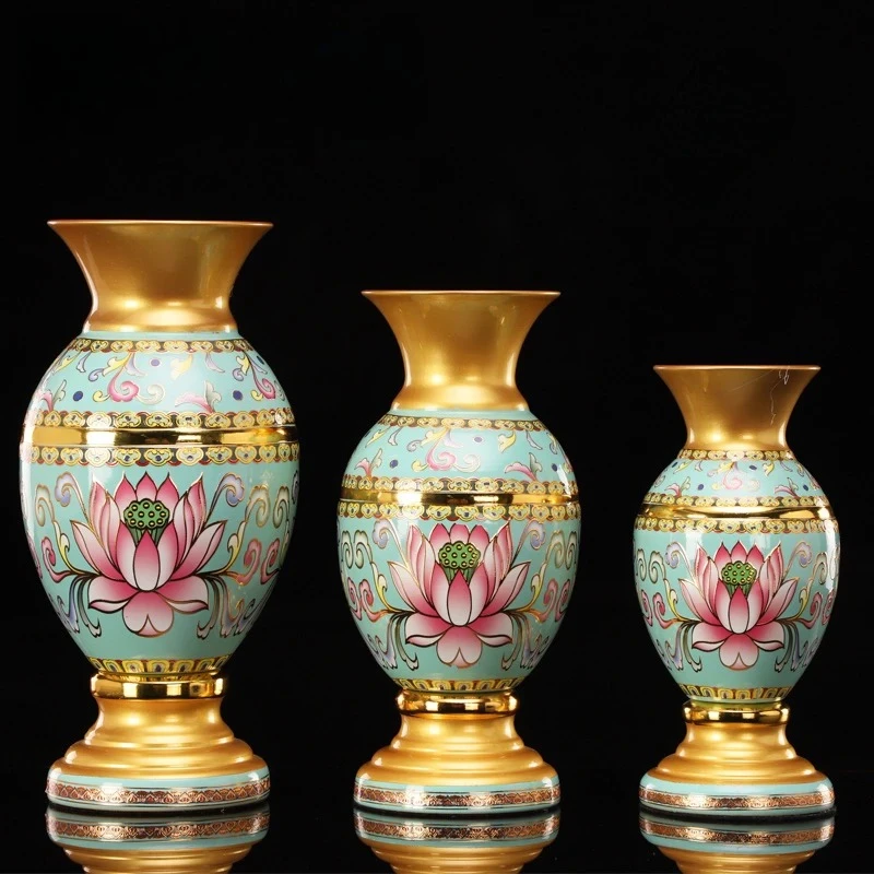 Offering Buddha Painted Vases Buddhist Temple Utensils Temple Pray for Auspiciousness Feng Shui Offering Sacrifice Home Decor