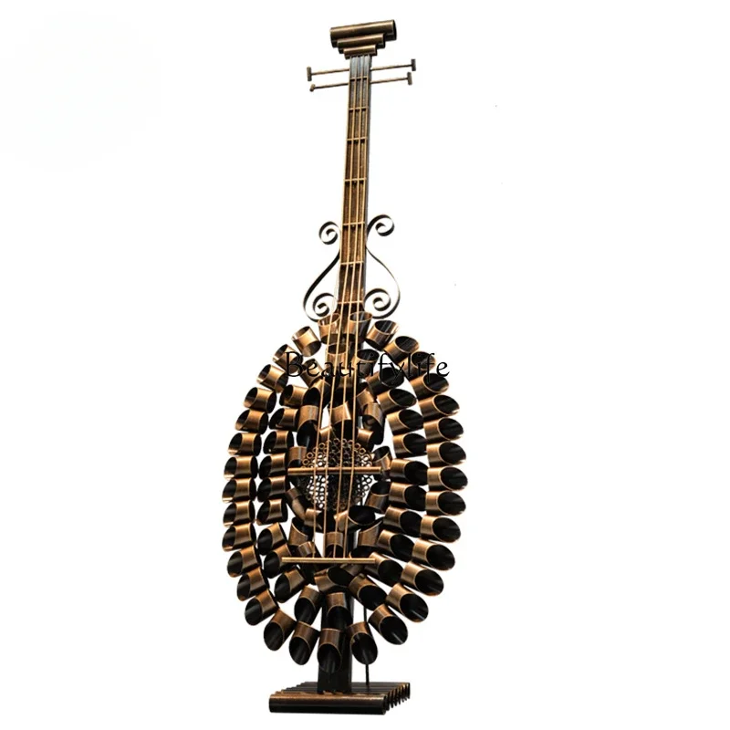 

New Chinese musical instrument pipa metal ornament hotel clubhouse ktv music landing large sculpture