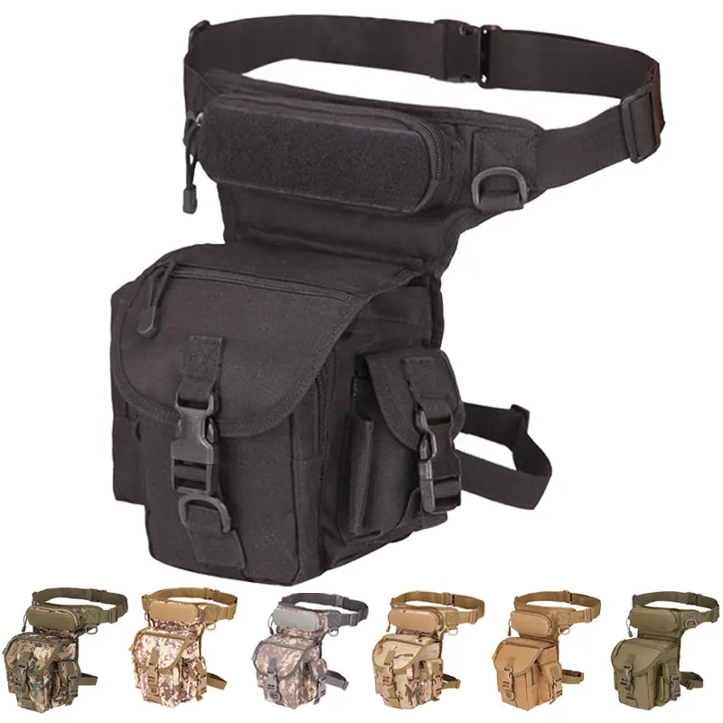 Men's Military Tactical Drop Leg Bag Waist Pack Adjustable Thigh Belt Hiking 800D Waterproof Nylon Motorcycle Riding Camping Bag