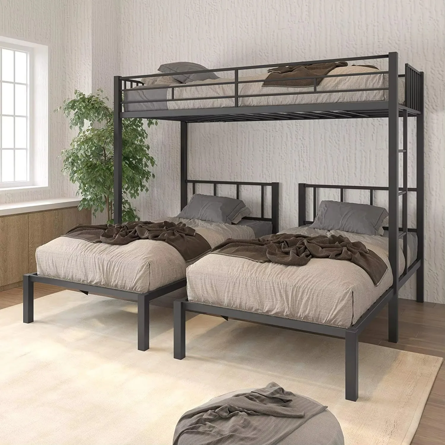 

Double-layer metal bed frame School dormitory multi-functional integrated upper and lower wrought iron bed frame