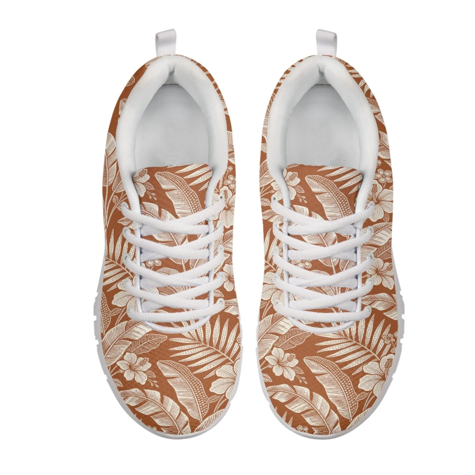 Coloranimal Floral Leaf Running Shoes Walking Shoes for Womens Lace Up Walking Sneakers