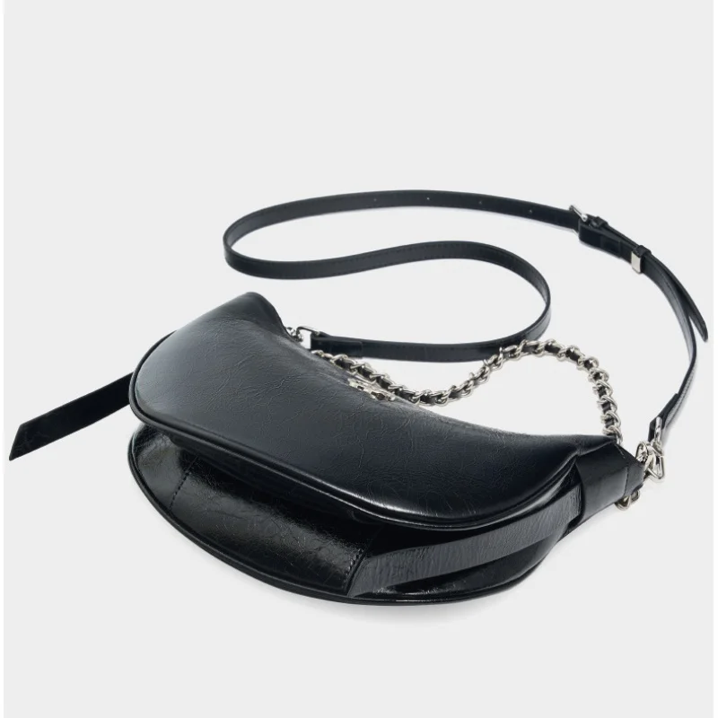 Новая тенденция, брендовая дизайнерская женская сумка через плечо из потрескавшейся зернистой телячьей кожи, сумка с клецками, высококачественная универсальная сумка подмышками в форме луны