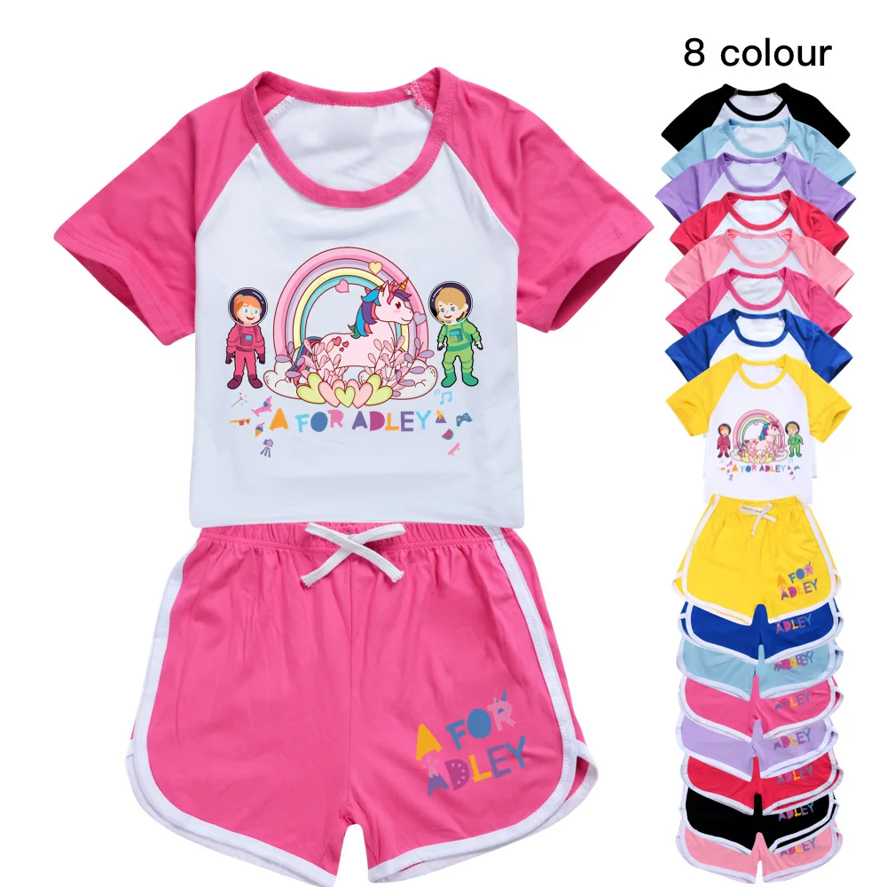 

Girls Boys 2022 Summer Clothing Set A for Adley Kids Sports T shirt+Pants 2-piece set Baby Clothing Comfortable outfits Pyjamas