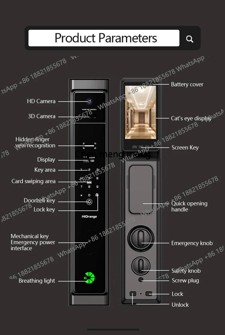 Home Video Intercom Remote Unlocking Intelligent Lock Smart Face Finger Vein Lock Tuya App