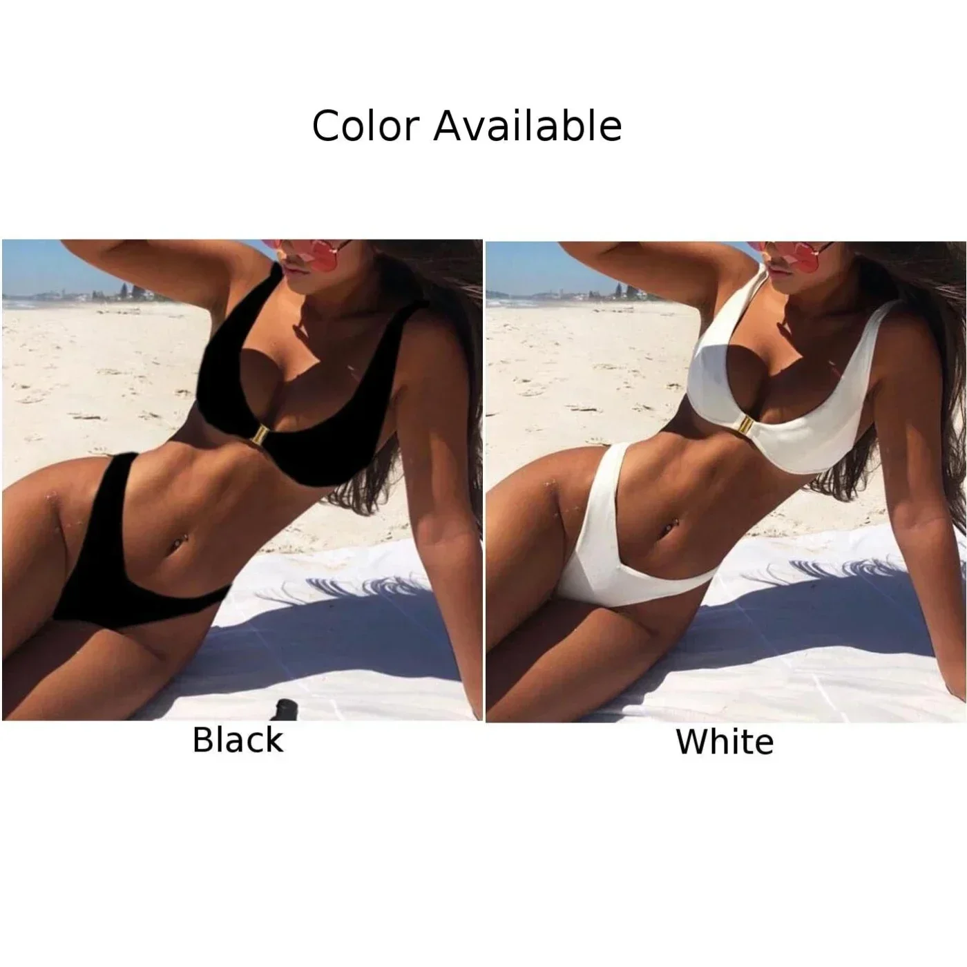 Neue Sexy V-ausschnitt Bikini Set Frauen Hohe Taille Badeanzug Bademode Bademode Push-Up Bikini Sets Zwei Stücke Backless Badeanzug Tragen