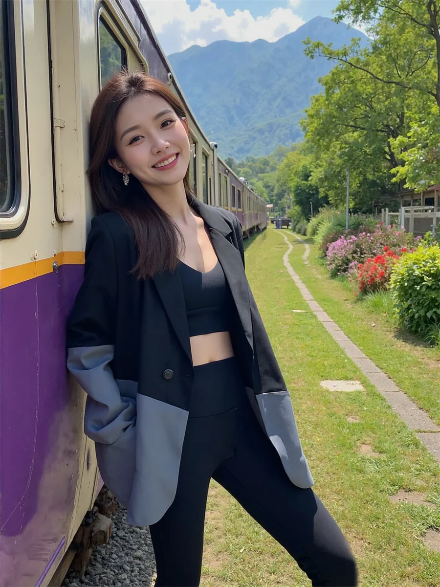 

Женские свободные пиджаки в стиле пэчворк с вырезами, коллекция 2025: Двухцветные, дышащие, с уникальными прозрачными краями, в стиле шинуазри