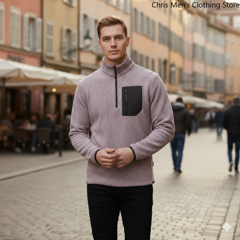 لينة مريحة الفاخرة جودة سستة البلوز قميص الشتاء والخريف الرجال عالية الرقبة البلوز سترة، الرجال الرياضة هوديي #1