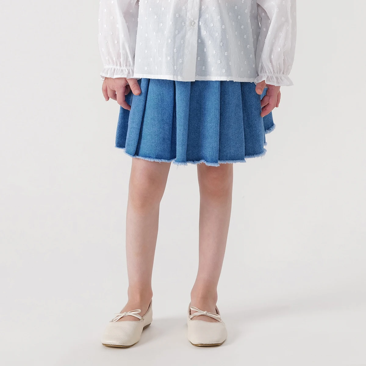 MARC&JANIE Academic-Style Girls Cotton Pleated Skirt Short Skirt Half-body Skirt for Spring 240070