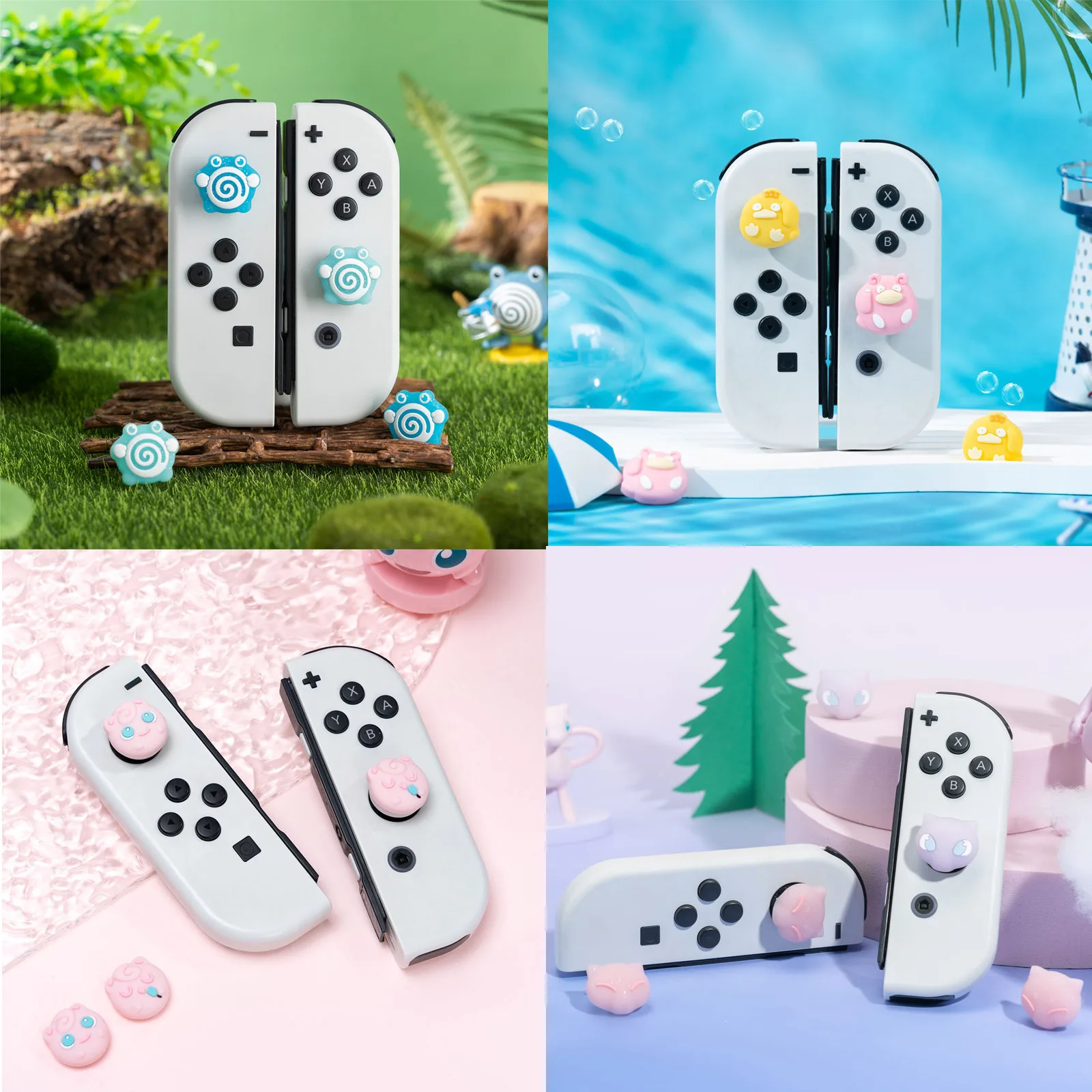 Cute Monsters Silicone Thumb Stick Grip Cap Joystick Cover Protector For Switch NS Oled/Lite Joy-con Controller Thumbstick Case