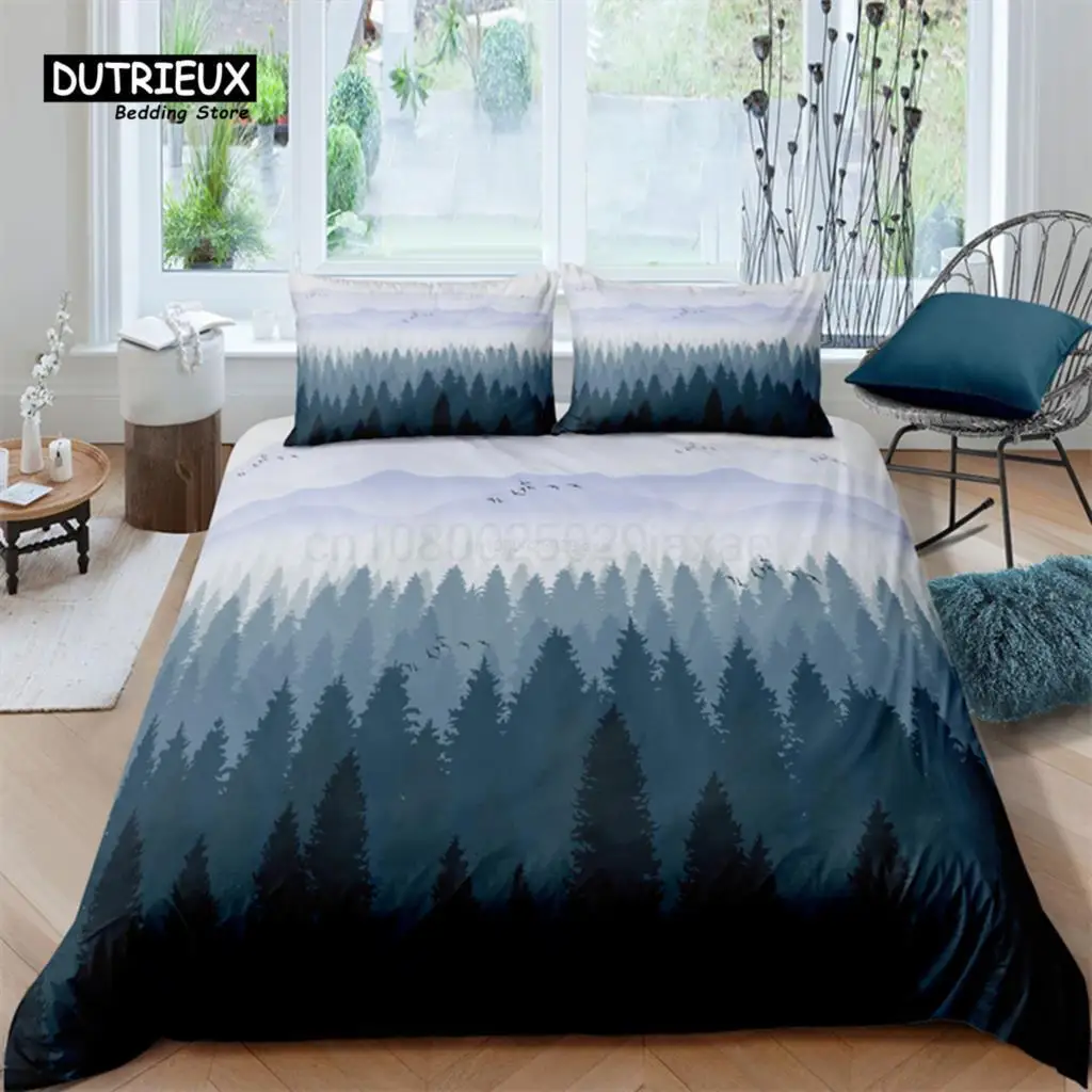 Luxury 3D Misty Forest Print Home Living Comfortable Duvet Cover Set Pillowcase Kids Bedding Set Queen and King EU/US/AU/UK Size