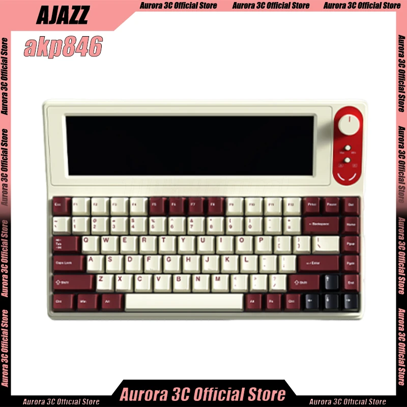 In Stock Ajazz AKP846 Mechanical Keyboard Wired 84Keys Keyboard 10.1 LCD Screen RGB Programming With 4.95Inch PC Gamer Keyboard