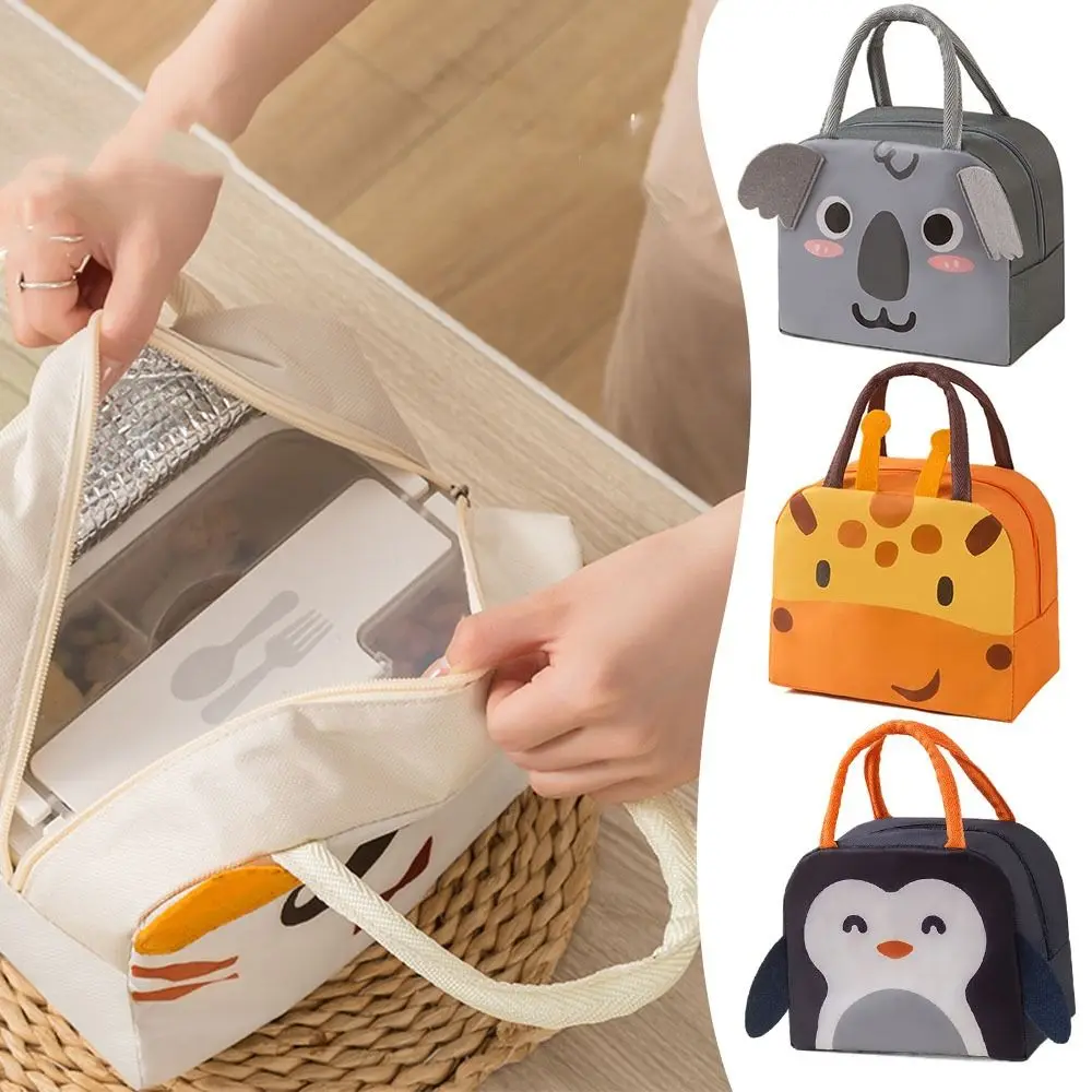 Bolsa de almuerzo estereoscópica de dibujos animados de tela Oxford, bolsa térmica portátil, bolsa enfriadora pequeña para alimentos, accesorios térmicos