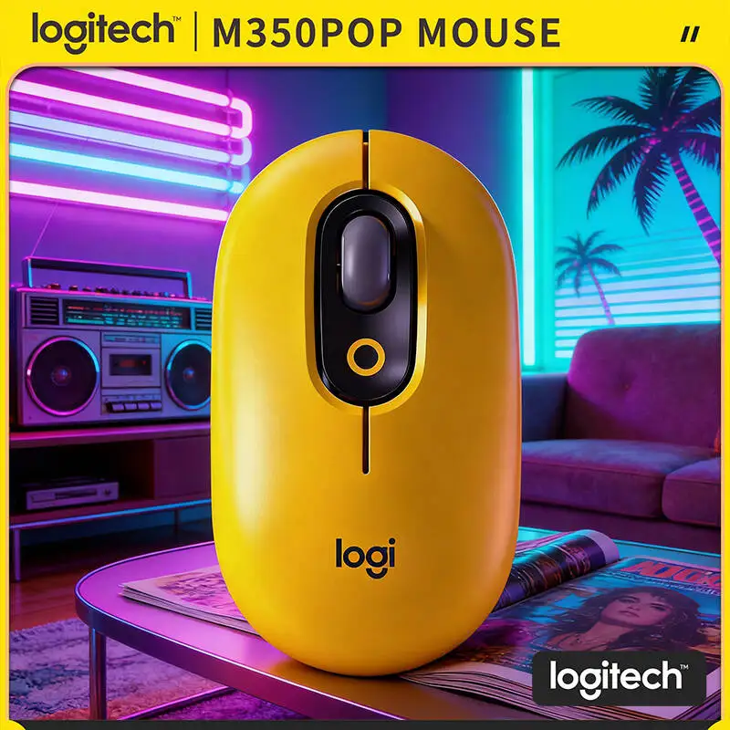 

Беспроводная мышь Logitech M350 POP, 3 кнопки, оптический сенсор, тонкий компактный дизайн, подходит для ноутбука, сумки, домашнего офиса