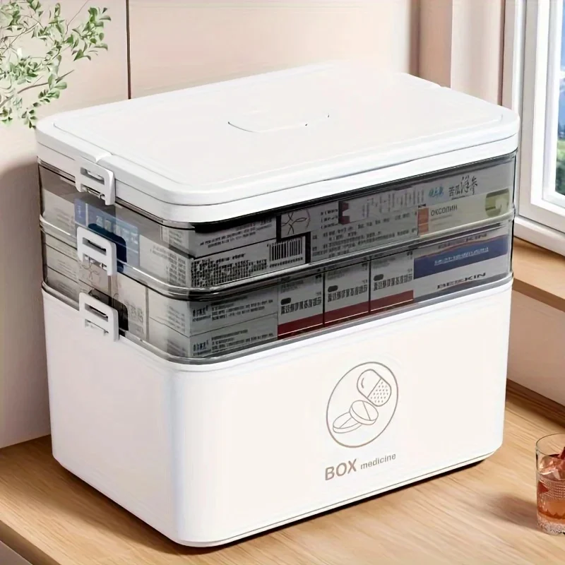 3‑5 Tier Family Medicine Storage Box, Compact First‑Aid Organizer for Household Medical Supplies Home Emergency Storage