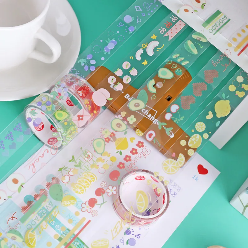5 Rolls Of Cartoon Transparent PET Tape Hand Account Album Card DIY Decoration Student Stationery Supplies Tape