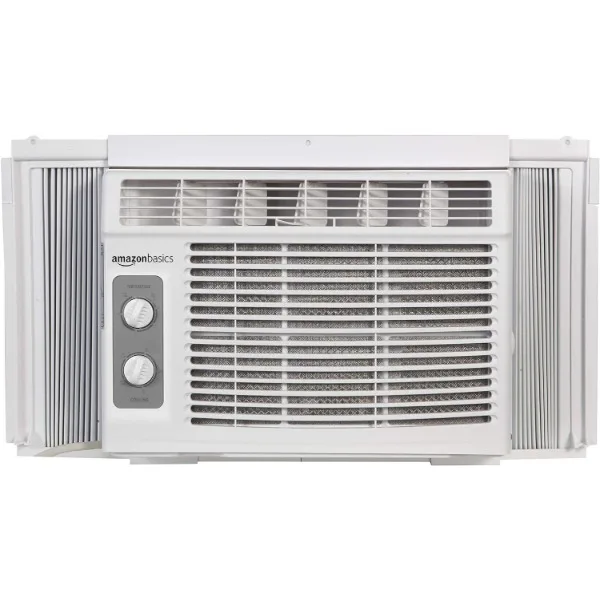 Amazon Basics Window Mounted Air Conditioner with Mechanical Control Cools 150 Square Feet, 5000 BTU, AC Unit, White