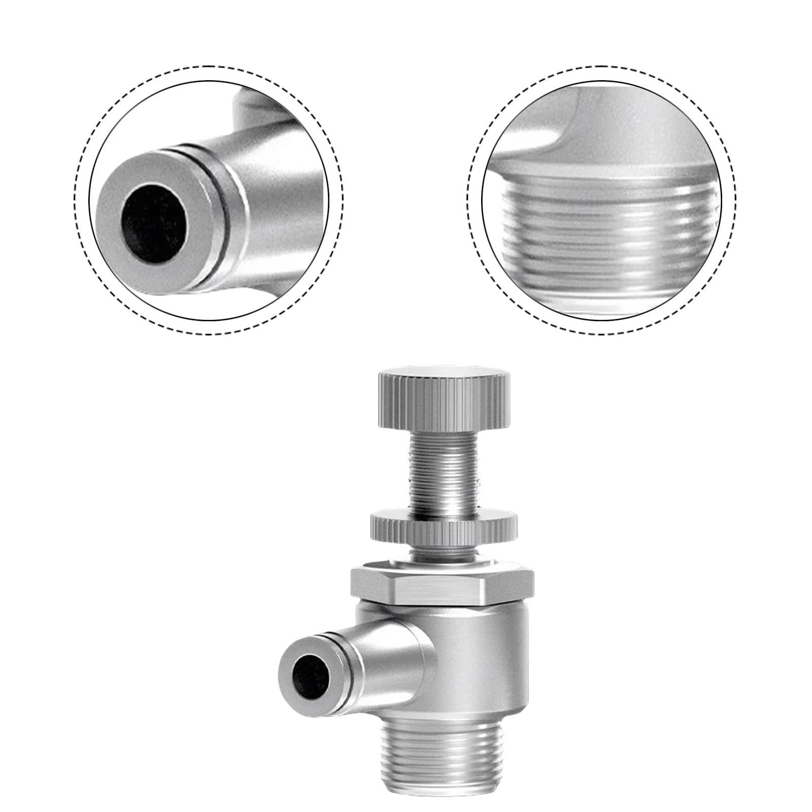 regulating valve with quick connect fittings M5 18 14 12 38 for airflow control in industrial pipe systems  regulating