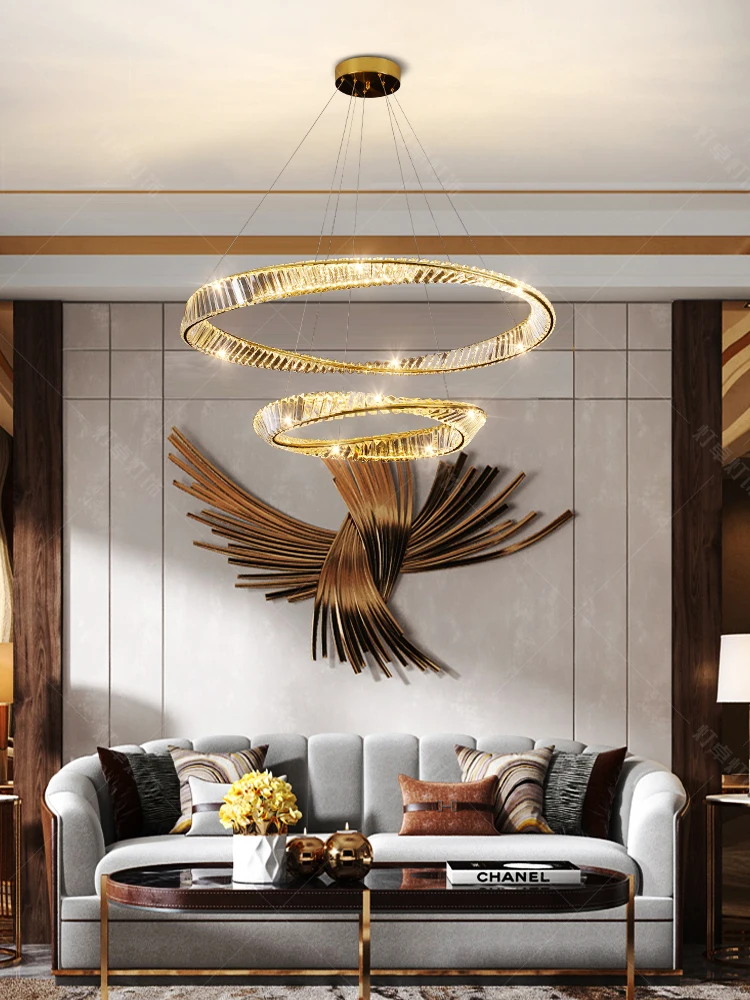 New Gold Crystal Chandelier Modern Ceiling light ring bedroom s living room restaurant Lamp spiral design LED lighting Luster