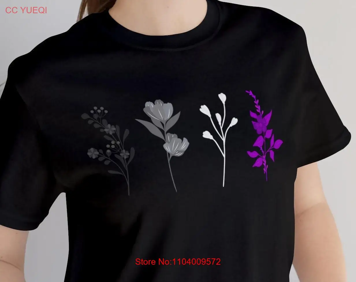 

Футболка с цветочным принтом «Асексуальная гордость» Subtle Ace Flag Flowers Art Discreet Asexuality LGBTQ Month Present Boho LGBTQIA Aroace