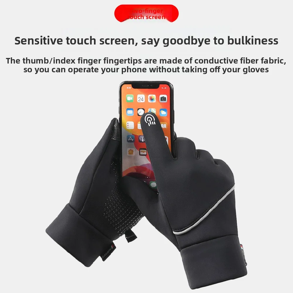 Winter Thermal Gloves Anti-Slip Touch Screen Cycling Gloves Full Finger Sports Thick Warming Mens Womens Windproof Mitten