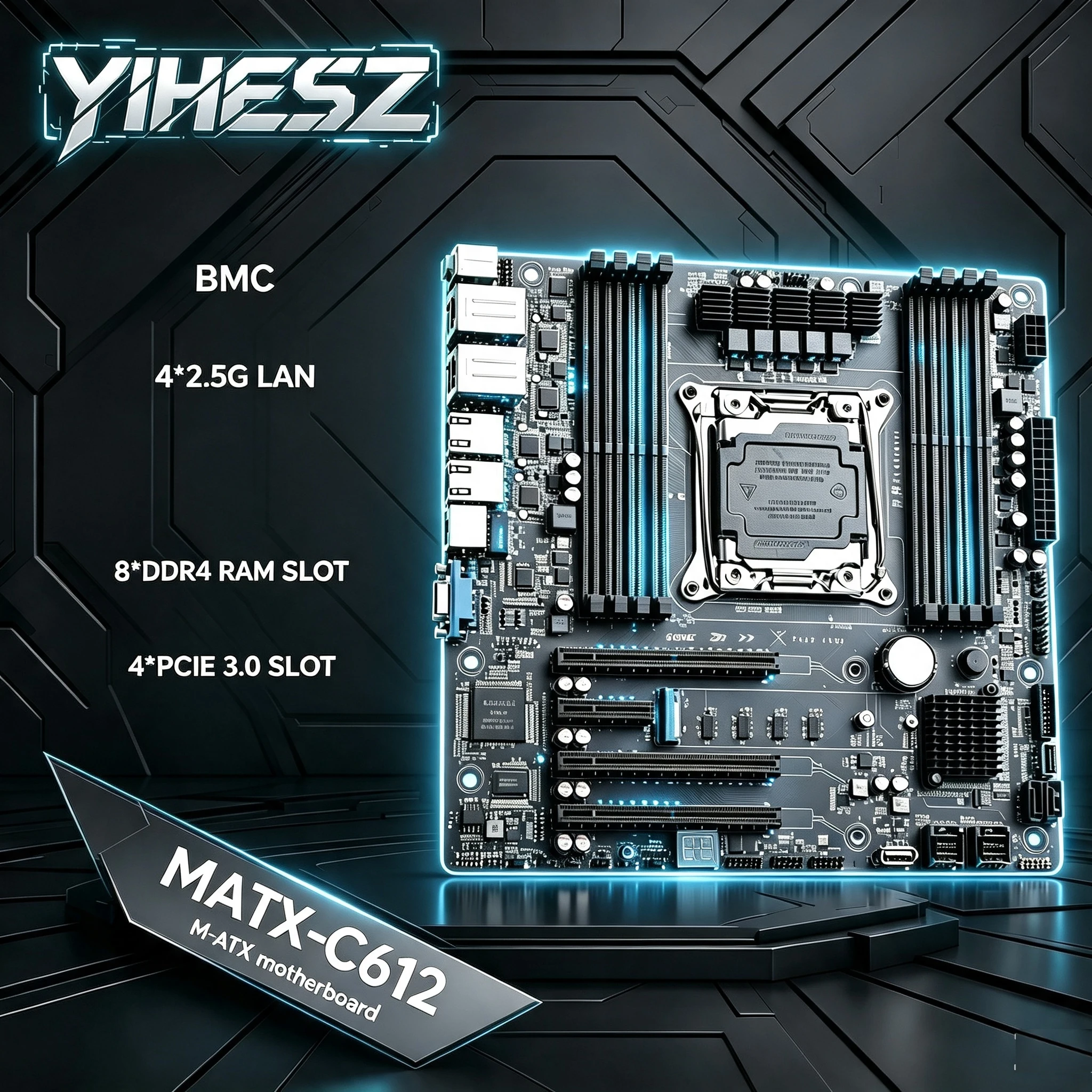 CLOUDSTAR MATX C612 LGA 2011-3 XEON X99 Motherboard Support Intel E5 2666 2696 V3V4 DDR4 RECC NON-ECC NVME 2.5G LAN BMC