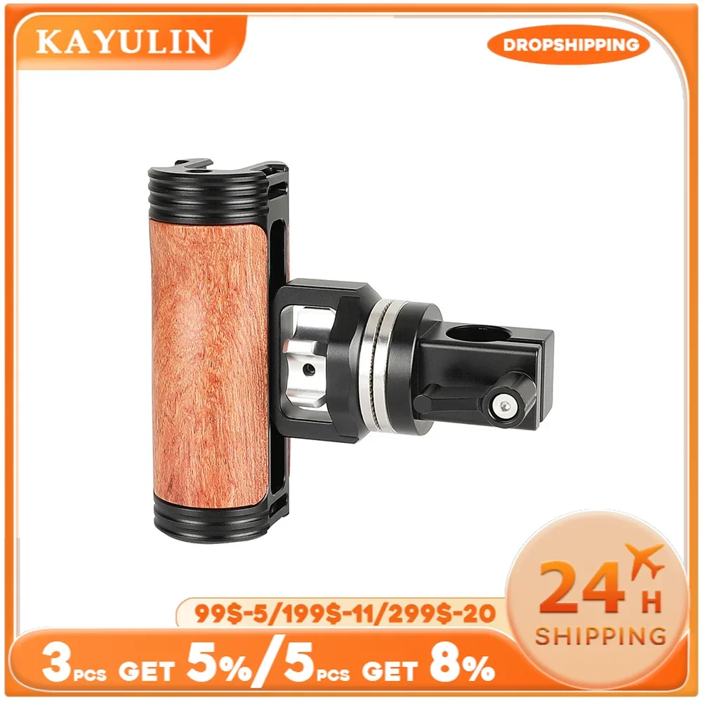 Kayulin Quick Release Wooden Hand Grip With M6 ARRI Rosette Connection 15mm Rod Clamp Adapter For Dslr Cage Monitor Cage