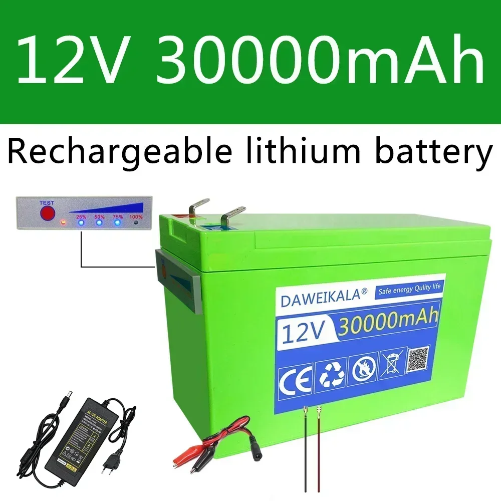 New 12V Battery 30Ah Built-In High Current 30A BMS 18650 Lithium Battery Pack For Electric Vehicle Battery 12.6V Charger
