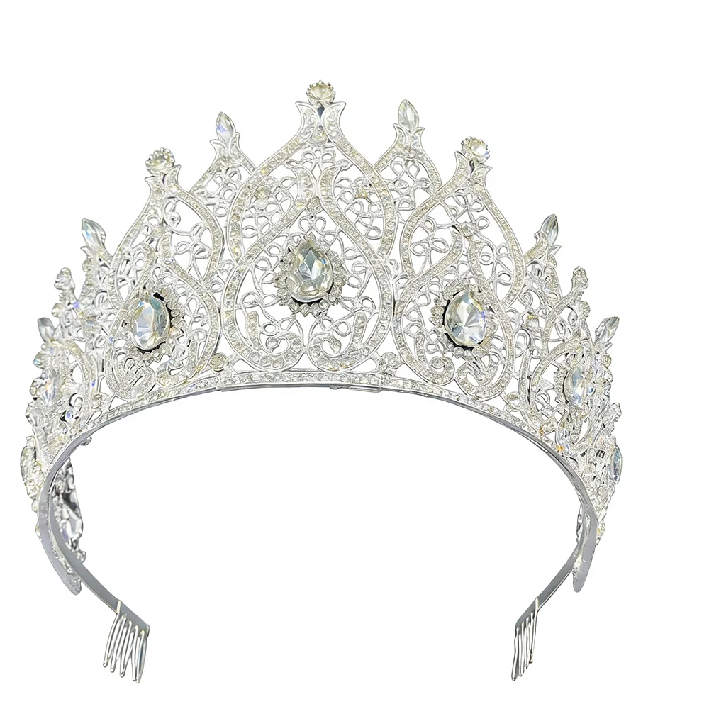 

Crystal Queen Crown with Comb for Women, Big Tall Wedding Crown for Bride, Birthday Prom Princess Quince Tiara for Girls Pageant
