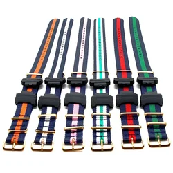 Nylon Watch Band and Adapter 22MM Replacement Strap for Casio G-Shock DW5600 DW9052 GW9400 GW100 GD120 with Gold Color Buckle