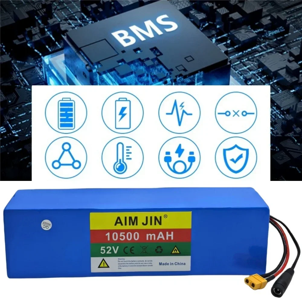 100% Original 52V 10.5Ah 14s3p Lithium Battery Pack 52v 10500mAh 1000W Citycoco Motorized Scooter Batteries Built in 20A BMS